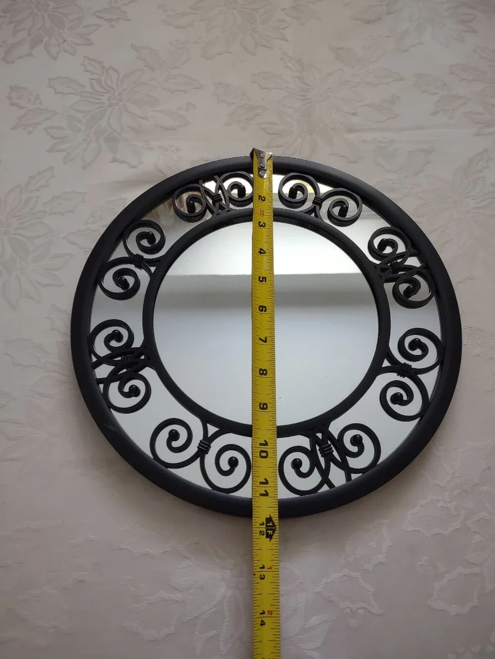 Elements Round Wall Mirror Decorative Black Frame